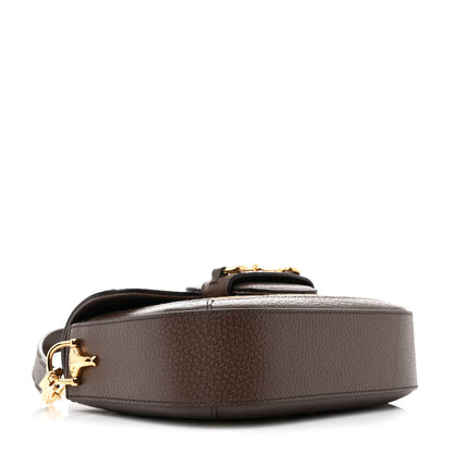 Gucci Monogram Jumbo GG Textured Dollar Calfskin Web Mini Horsebit 1955 Shoulder Bag Camel Ebony New Acero 4 of 12