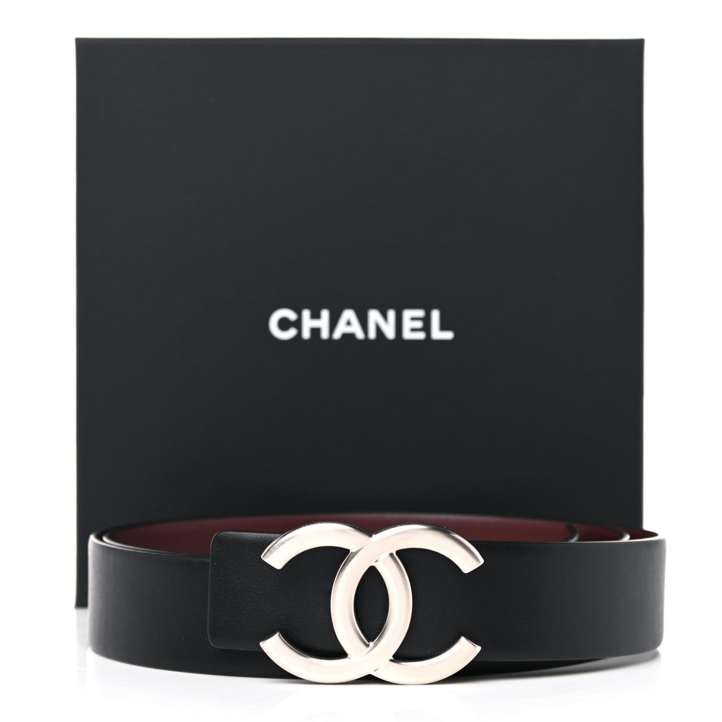 Calfskin CC Reversible Belt 90 Black Burgundy