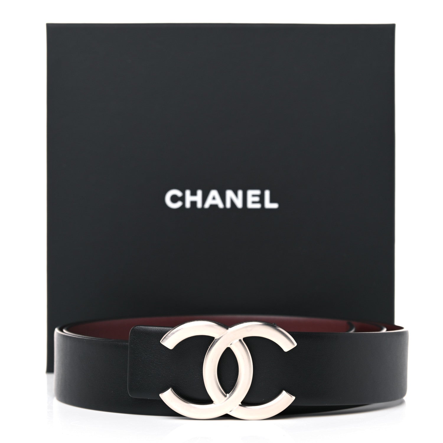 Chanel Calfskin CC Reversible Belt 90 Black Burgundy 5 of 5