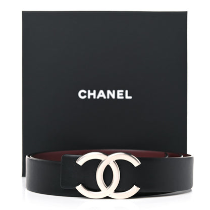 Chanel Calfskin CC Reversible Belt 90 Black Burgundy 5 of 5