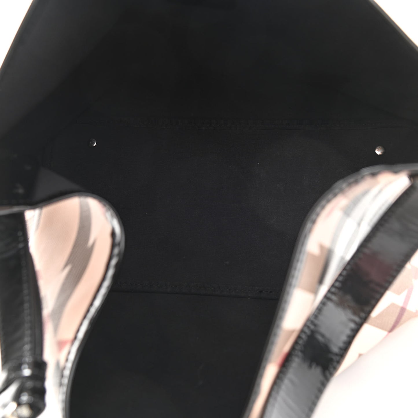 Patent Trim Patchwork Check Large Bucket Bag
