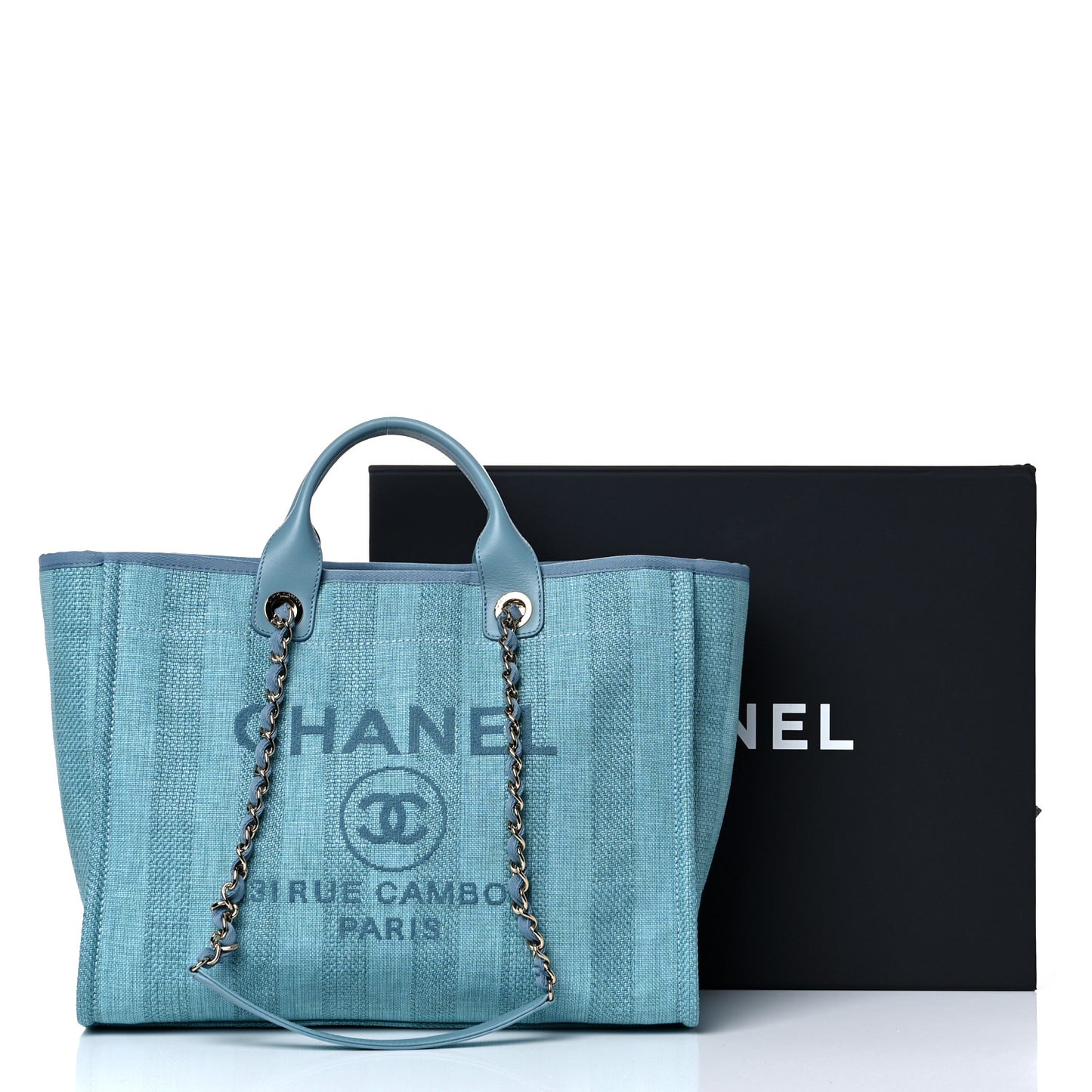 Mixed Fibers Striped Medium Deauville Tote Blue