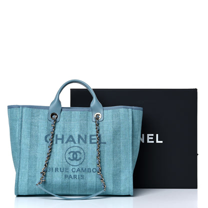 Chanel Mixed Fibers Striped Medium Deauville Tote Blue 11 of 11