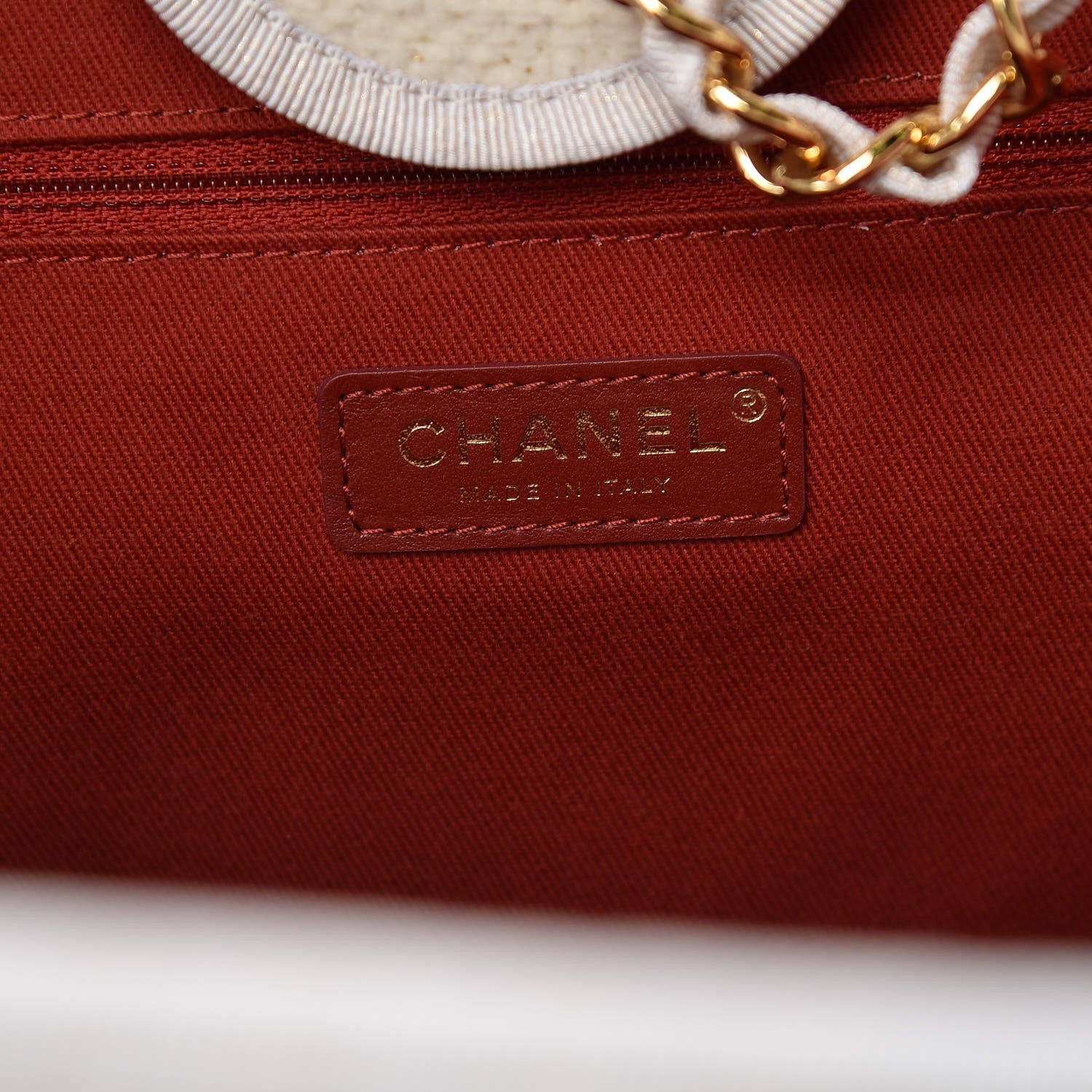 Chanel Lurex Boucle Large Deauville Tote White 6 of 9
