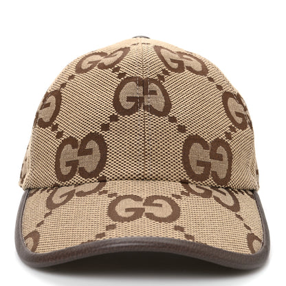 Gucci Monogram Jumbo GG Baseball Hat S 56 Camel Ebony 3 of 8