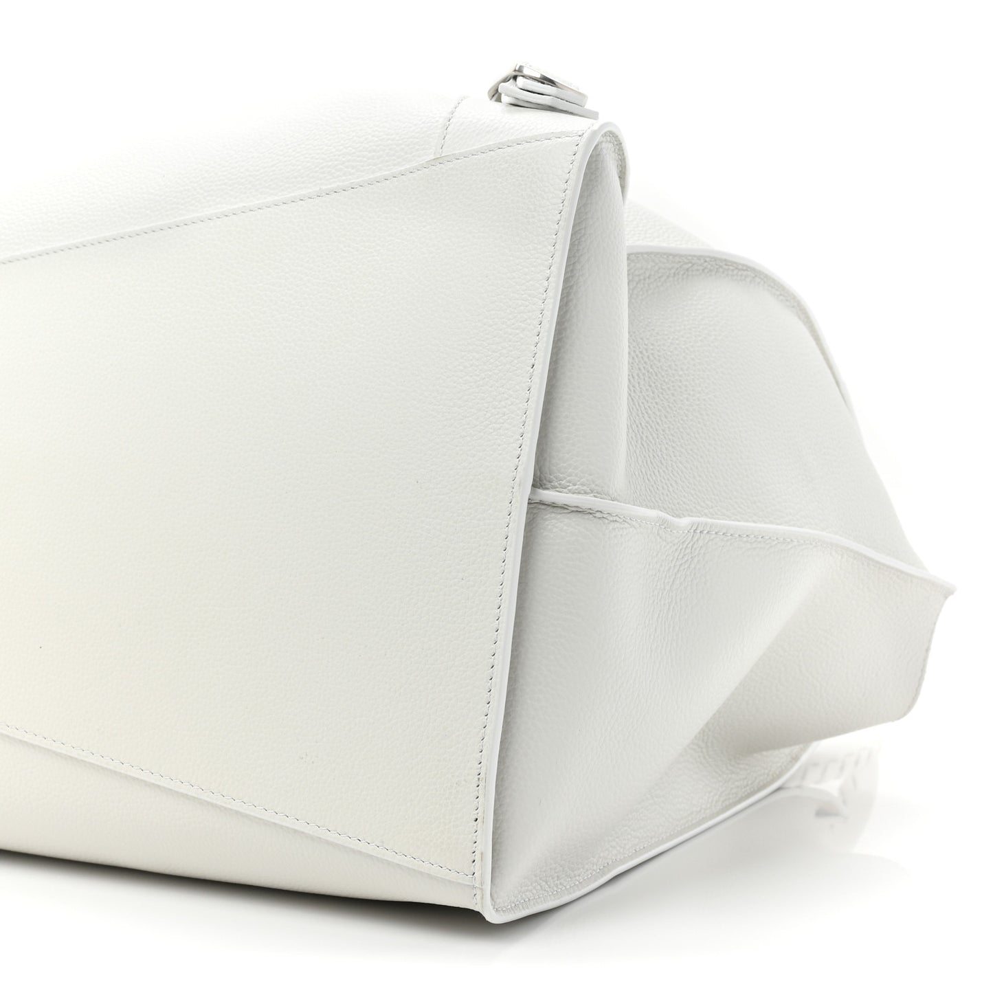 Grained Calfskin Neo Classic Silver Hardware Large Top Handle Bag White