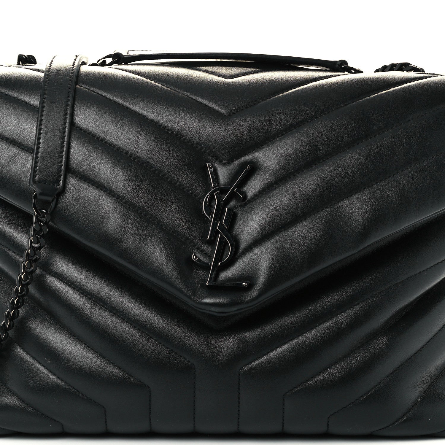 Saint Laurent Calfskin Y Quilted Monogram Medium Loulou Chain Satchel Black 11 of 11