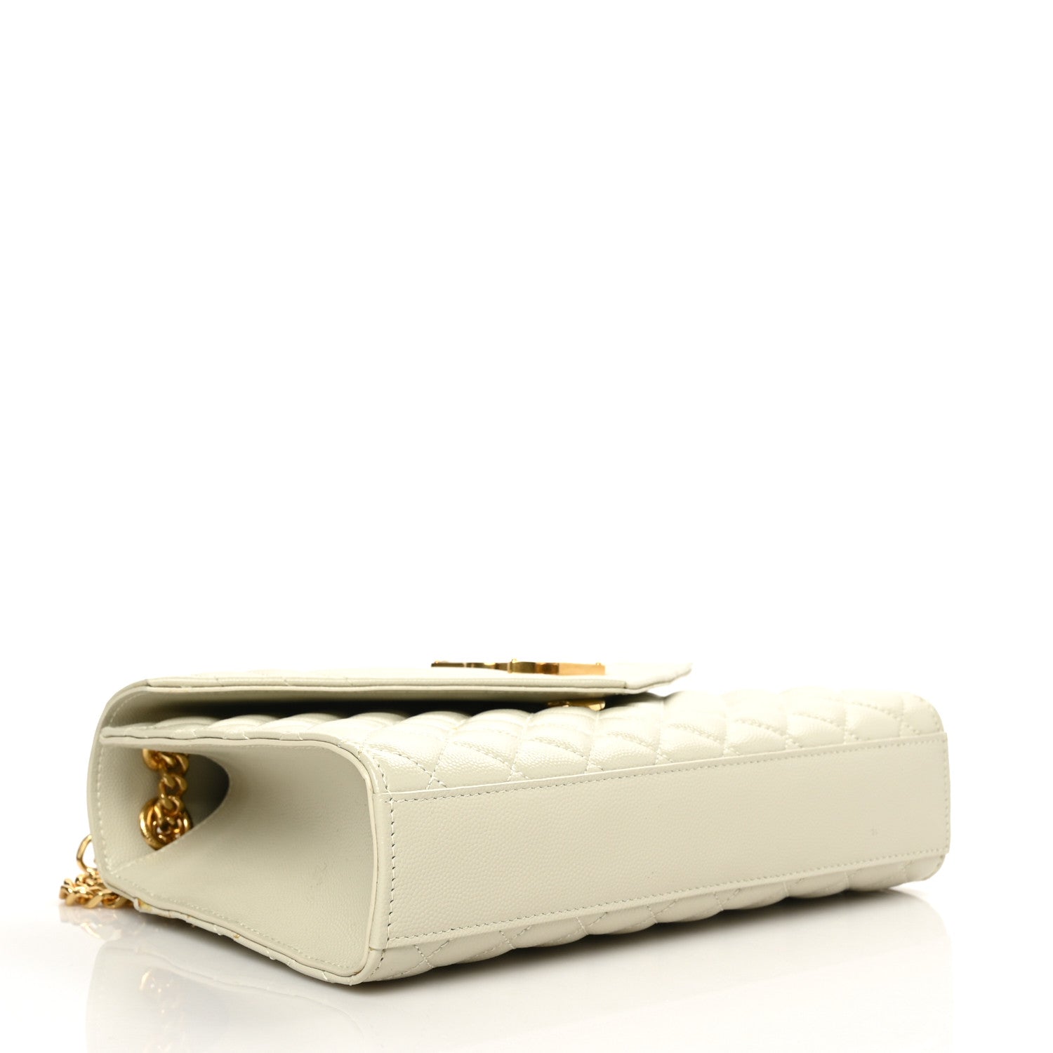 Saint Laurent Grain De Poudre Textured Mixed Matelasse Medium Triquilt Monogram Satchel Crema Soft 4 of 7