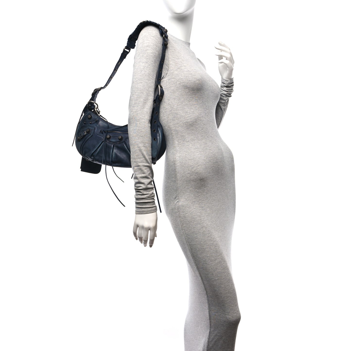 Used Calfskin Small Le Cagole Shoulder Bag Navy