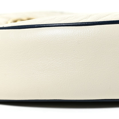 Gucci Azalea Calfskin Matelasse Diagonal Mini Torchon GG Marmont Round Shoulder Bag Mystic White Blue Agata 9 of 12