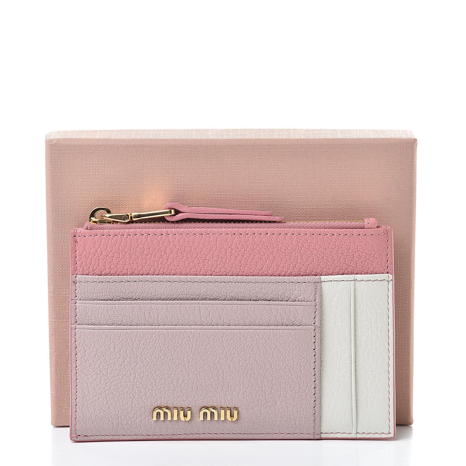 Miu Miu Madras Colour Zip Card Case Rosa Mughetto 9 of 9