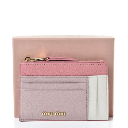 Miu Miu Madras Colour Zip Card Case Rosa Mughetto 9 of 9