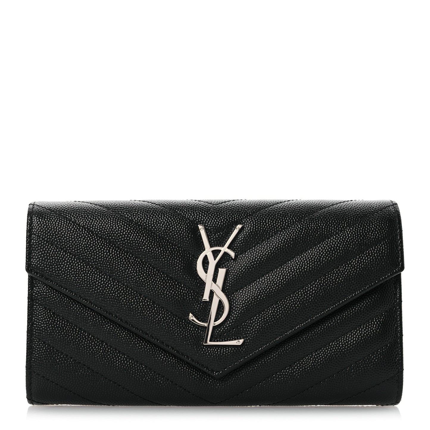 Grain De Poudre Matelasse Chevron Monogram Flap Wallet Black