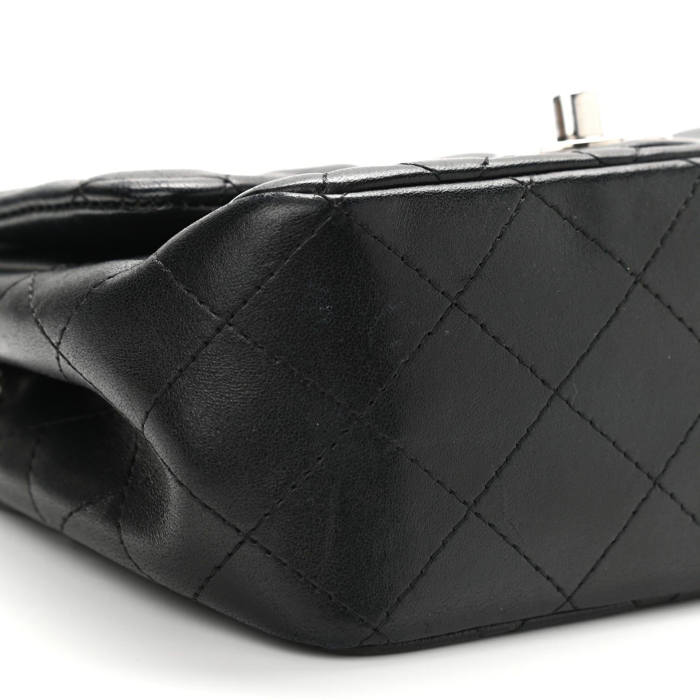 Lambskin Quilted Mini Square Flap Black