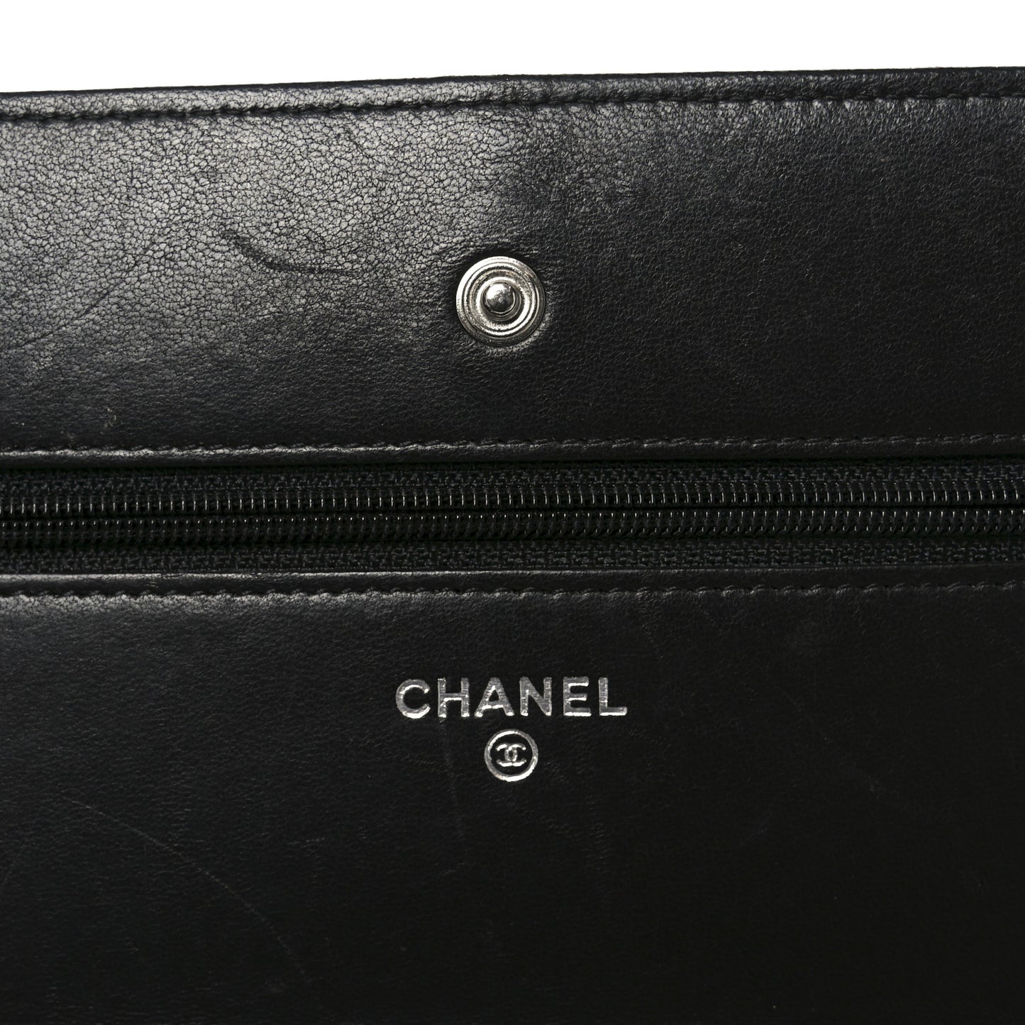 Lambskin Quilted Wallet On Chain WOC Black