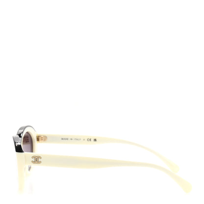 Chanel Acetate Oval Sunglasses 5416 White Black 3 of 8