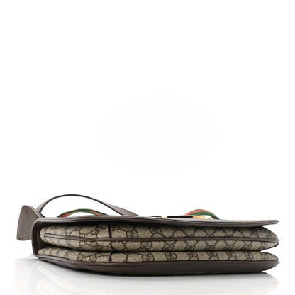 Gucci GG Supreme Monogram Textured Dollar Calfskin Web Medium Blondie Shoulder Flap Bag Beige Ebony New Acero 4 of 10