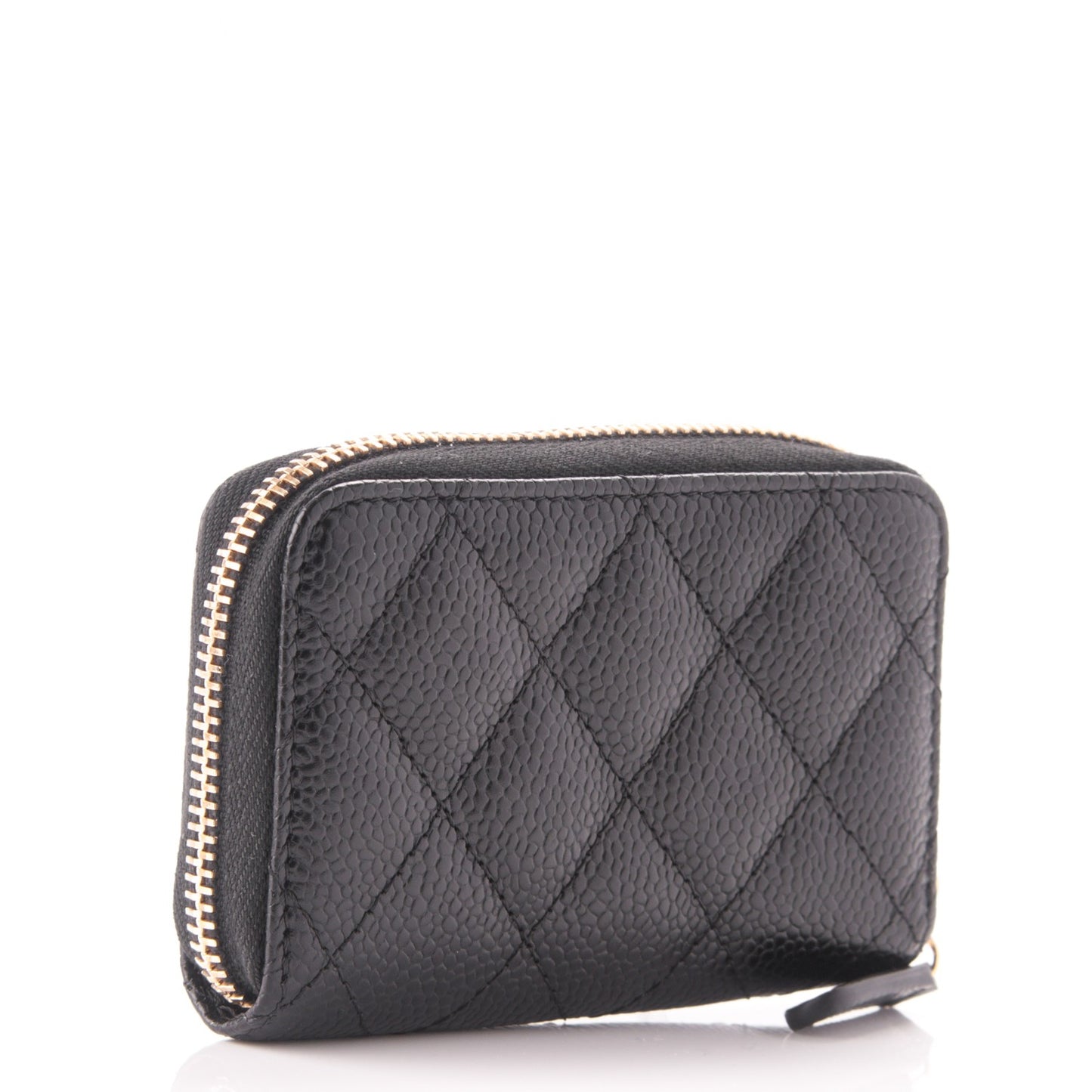 Caviar Quilted Zip Coin Purse Black