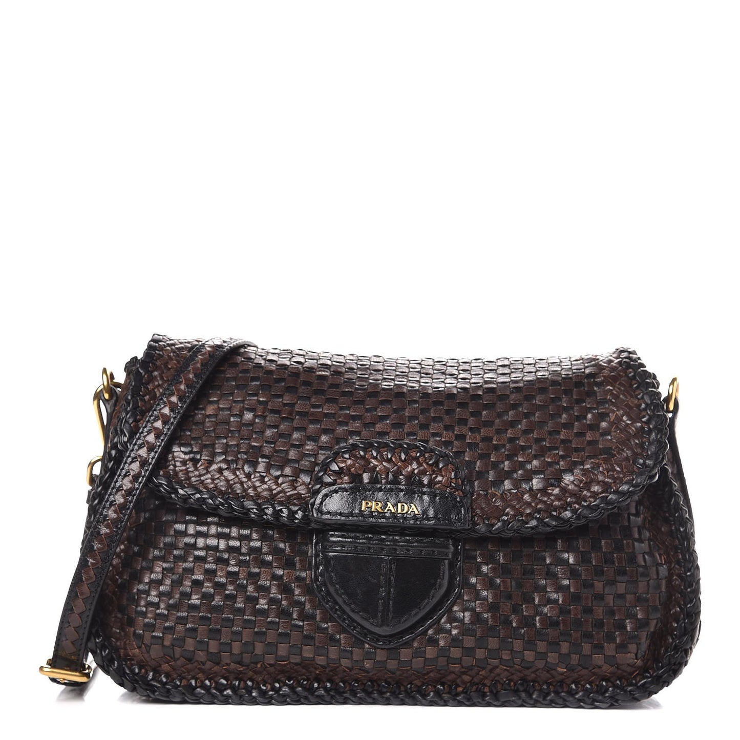 Goatskin Woven Crossbody Bag Moro Black