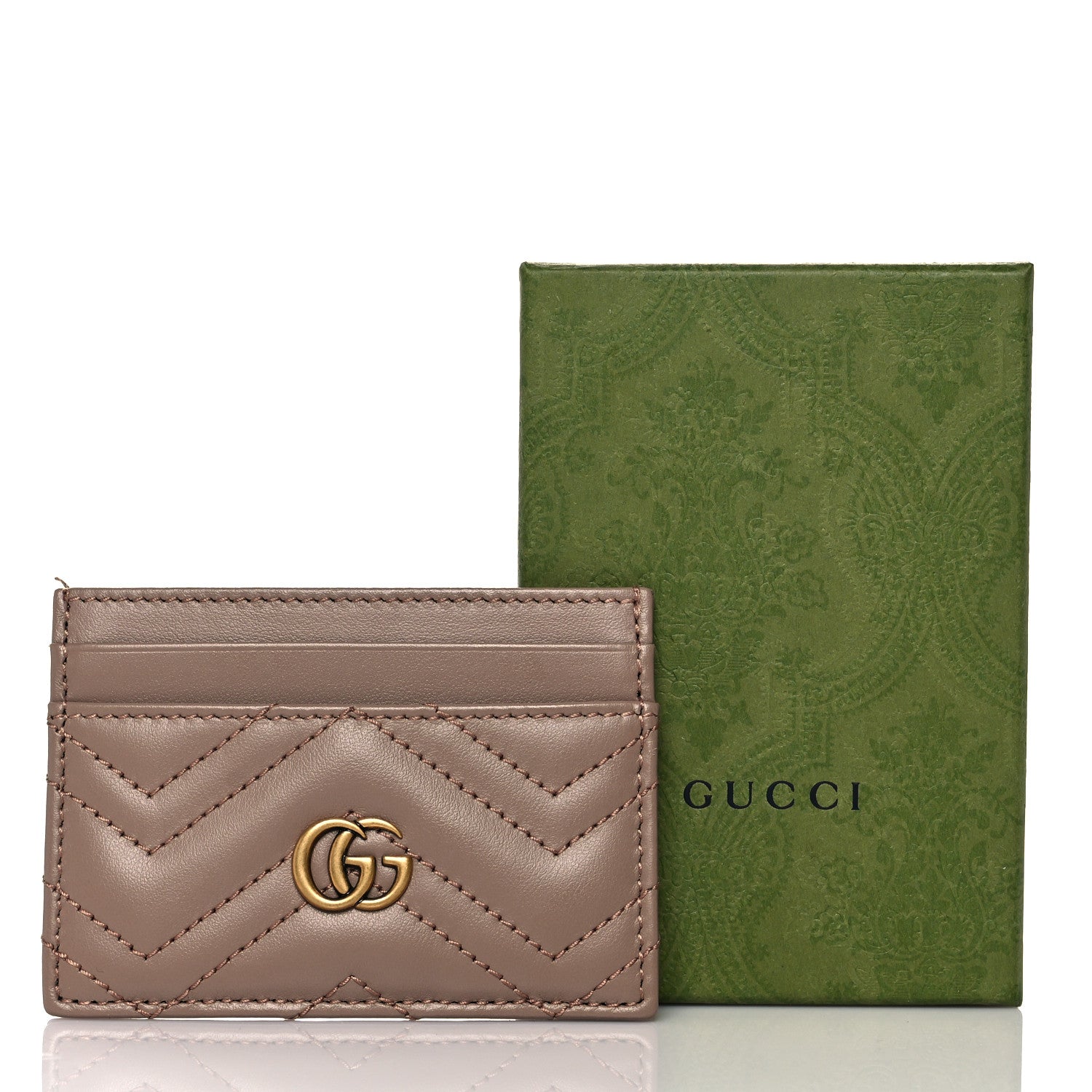 Gucci Calfskin Matelasse GG Marmont Card Holder Porcelain Rose 7 of 7
