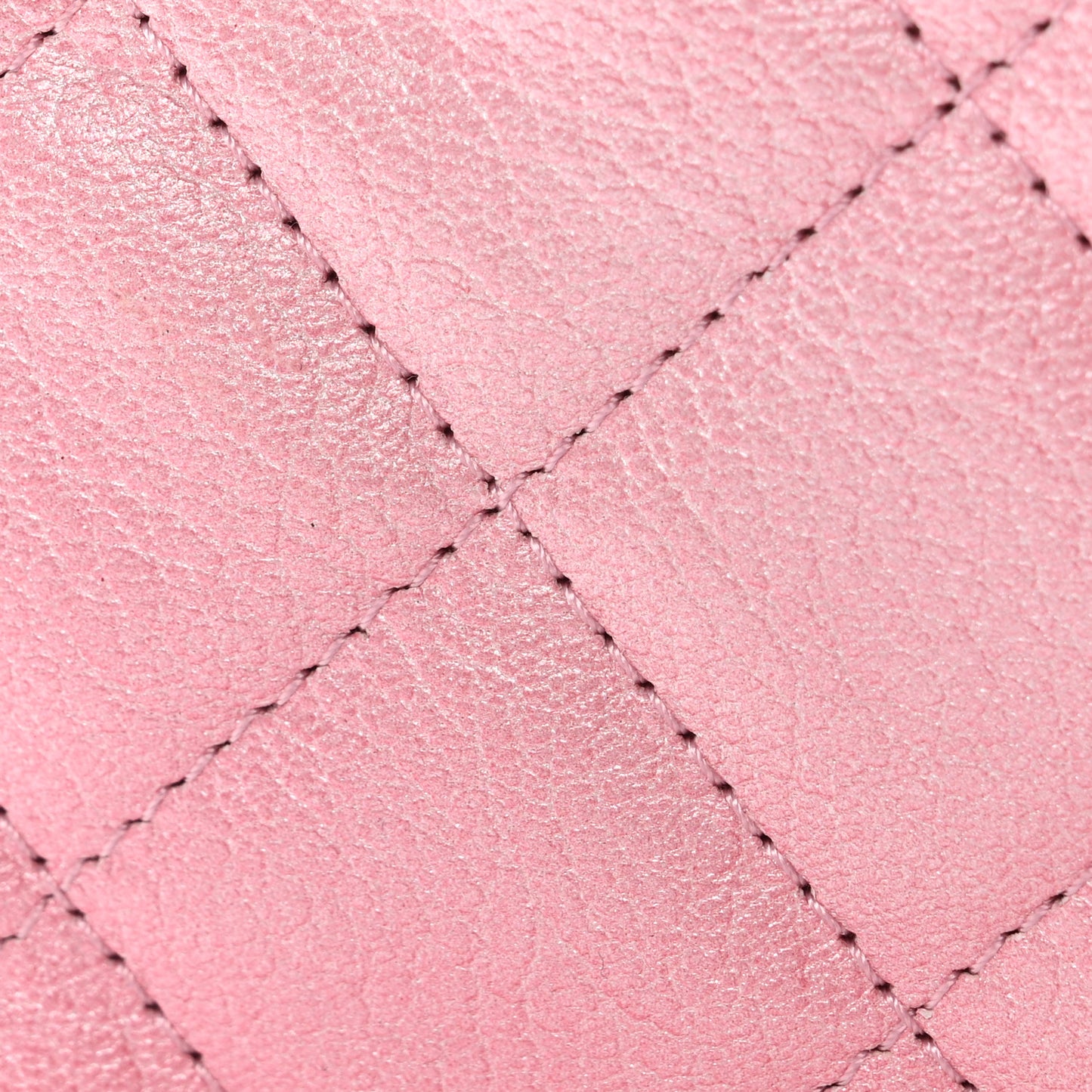 Iridescent Calfskin Quilted Wallet On Chain WOC Rose Pink