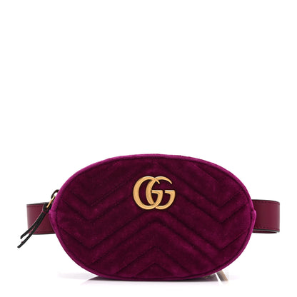 Gucci Velvet Matelasse GG Marmont Belt Bag 95 38 Fuchsia Violet Cyclamen 1 of 11