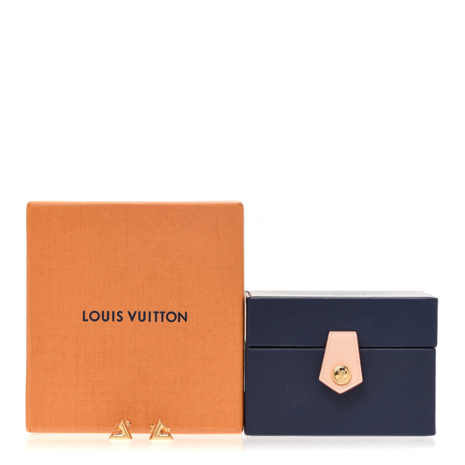 Louis Vuitton Brass Essential V Stud Earrings Gold 5 of 5