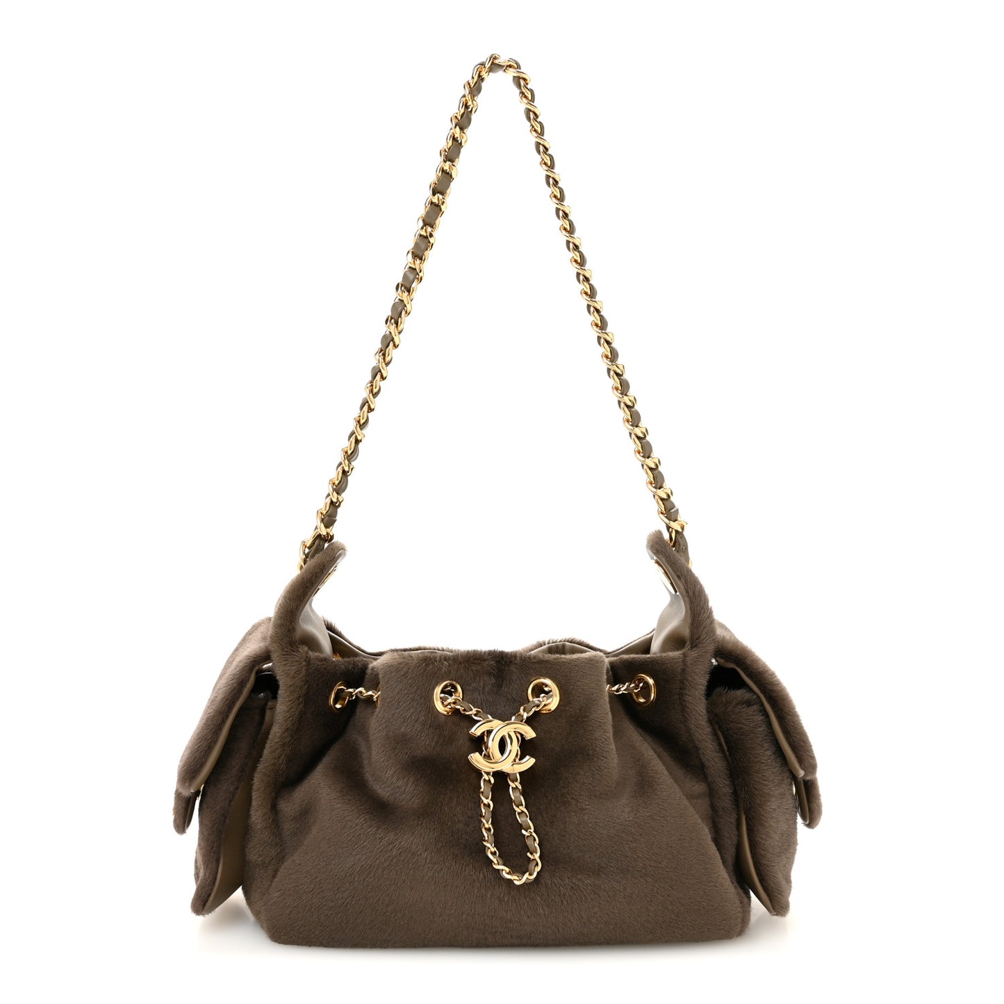 Pony Hair Mini Chanel 25 Handbag Dark Khaki