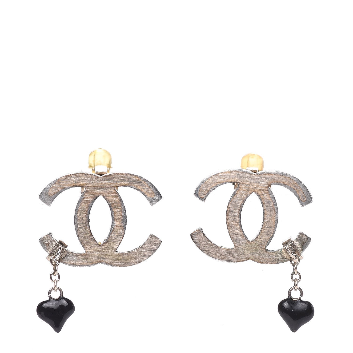 Chanel CC Heart Drop Clip On Earrings Gold 1 of 5