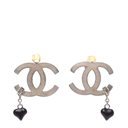 Chanel CC Heart Drop Clip On Earrings Gold 1 of 5