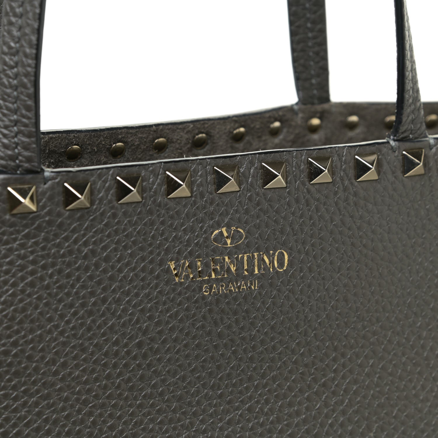 Valentino Garavani Grained Calfskin Rockstud Shoulder Tote Graphite 16 of 16