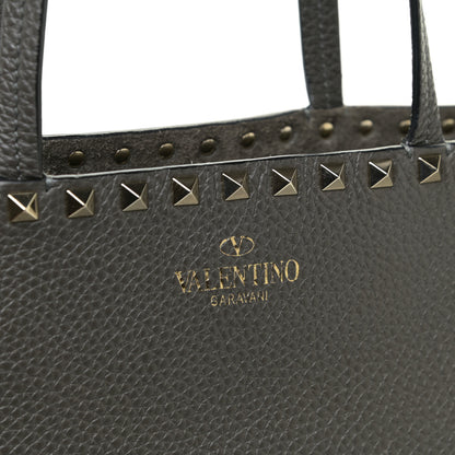 Valentino Garavani Grained Calfskin Rockstud Shoulder Tote Graphite 16 of 16