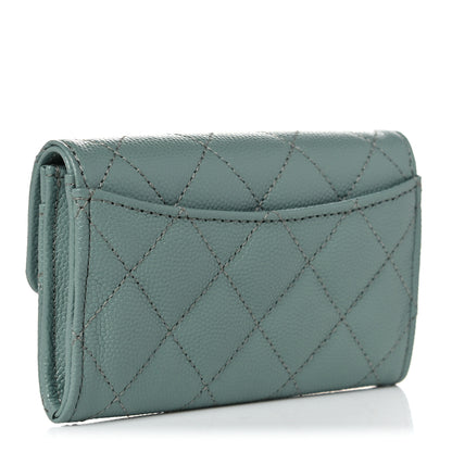 Chanel Caviar Quilted Flap Card Holder Wallet Dark Green 3 of 9