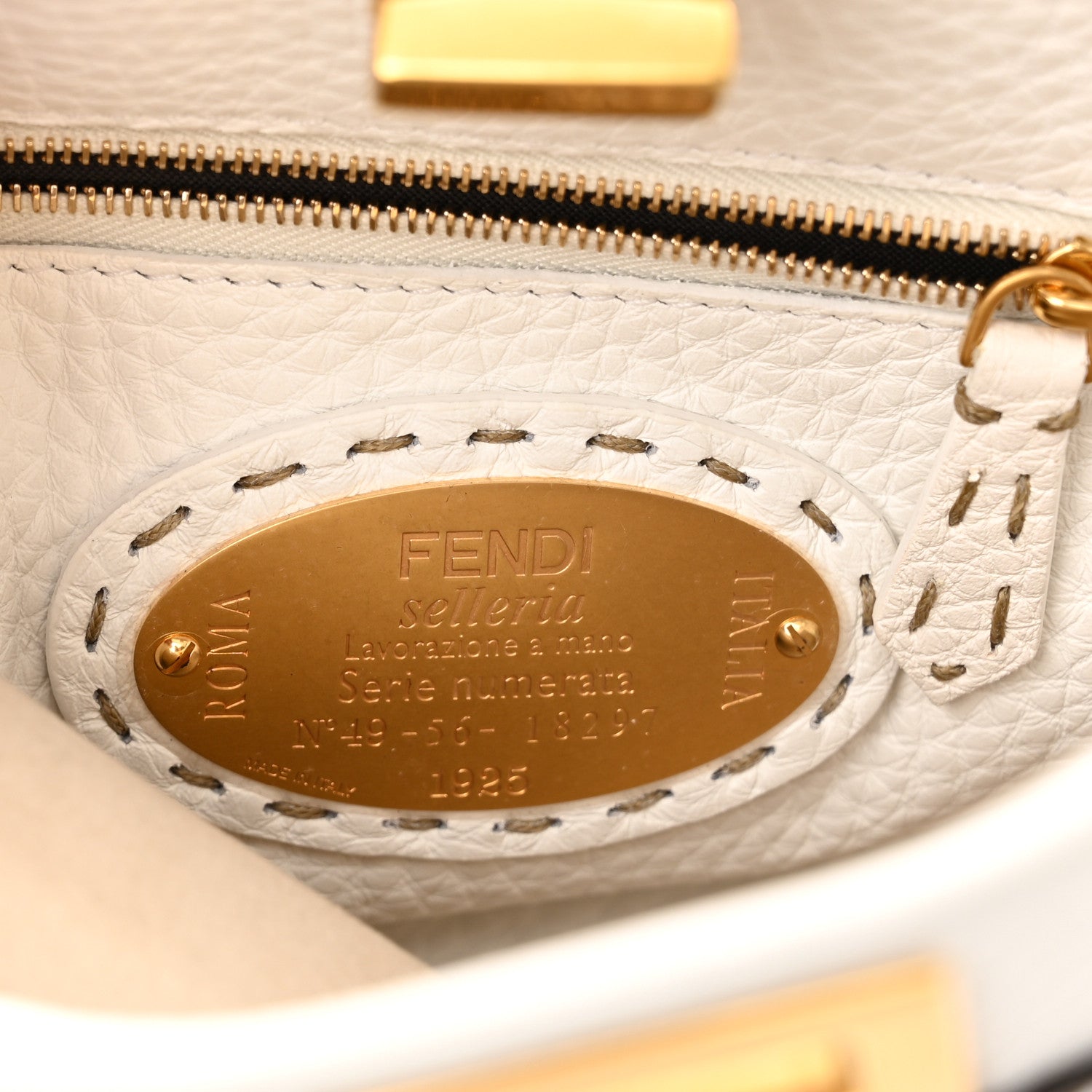 Fendi Cuoio Romano Selleria Mini Peekaboo Iconic Satchel White 6 of 9