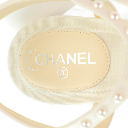 Chanel Lambskin Pearl Thong Sandals 38.5 White 7 of 8