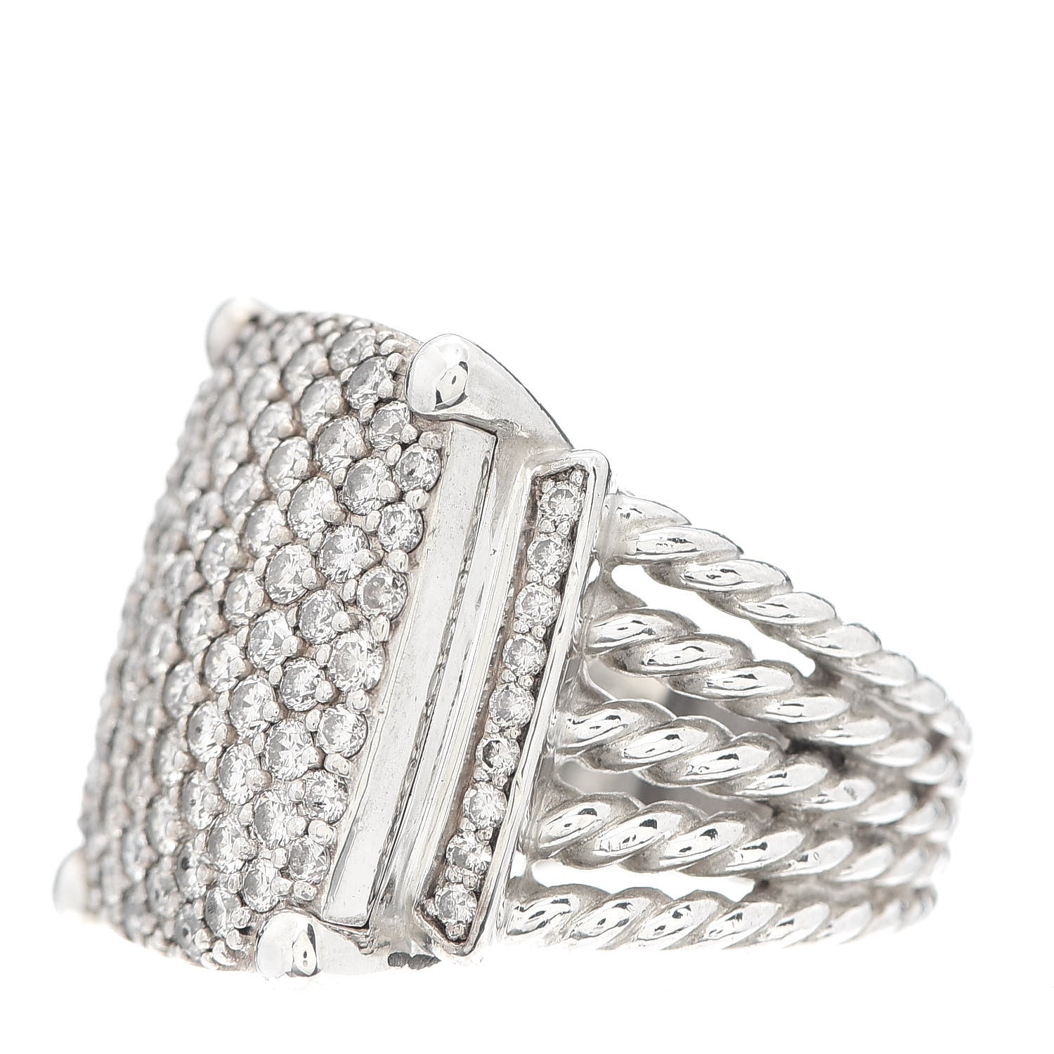 David Yurman Sterling Silver Diamond 20mm Wheaton Ring 55 7.25 3 of 5