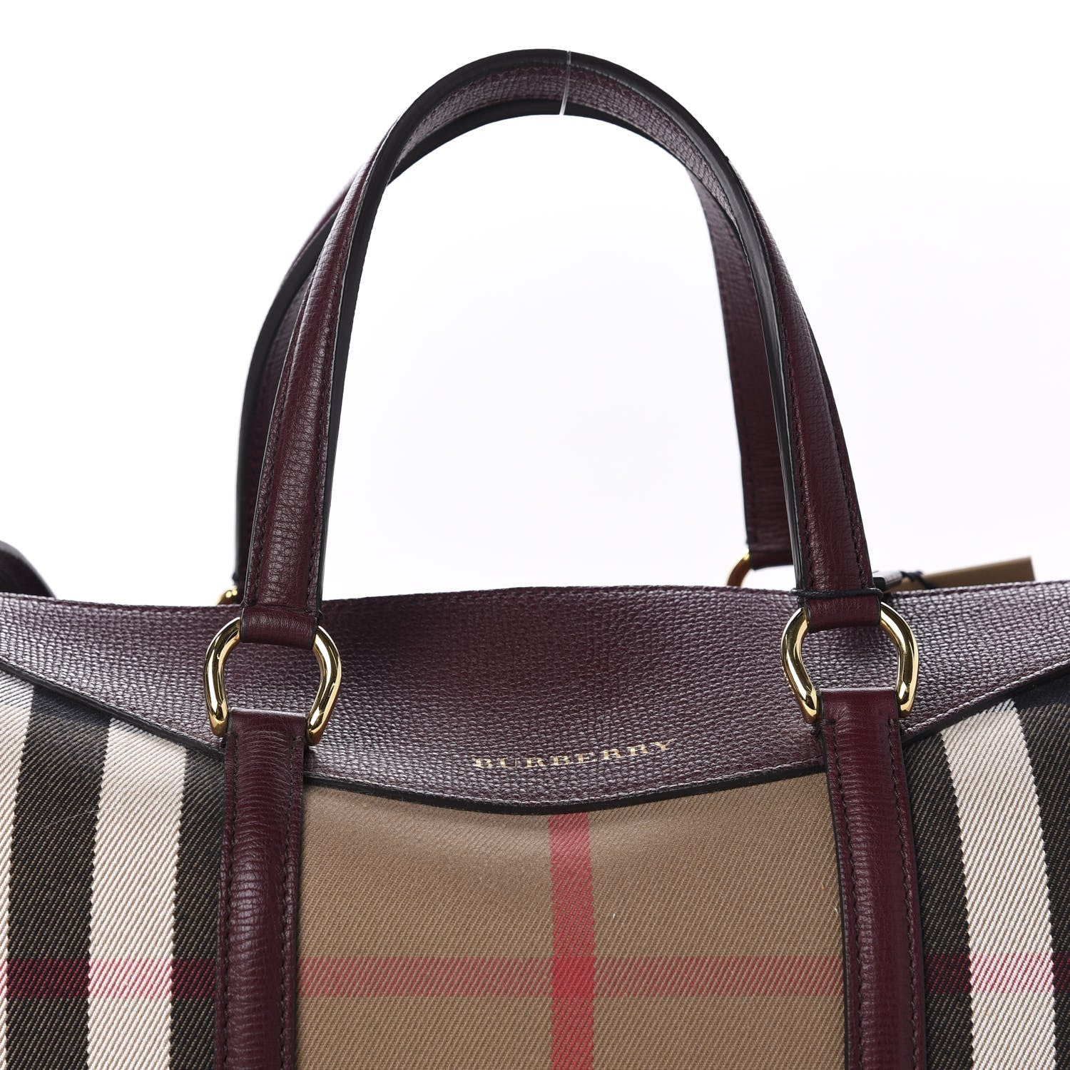 Burberry House Check Derby Calfskin Medium Alchester Bowling Bag Mahogany Red 9 of 9