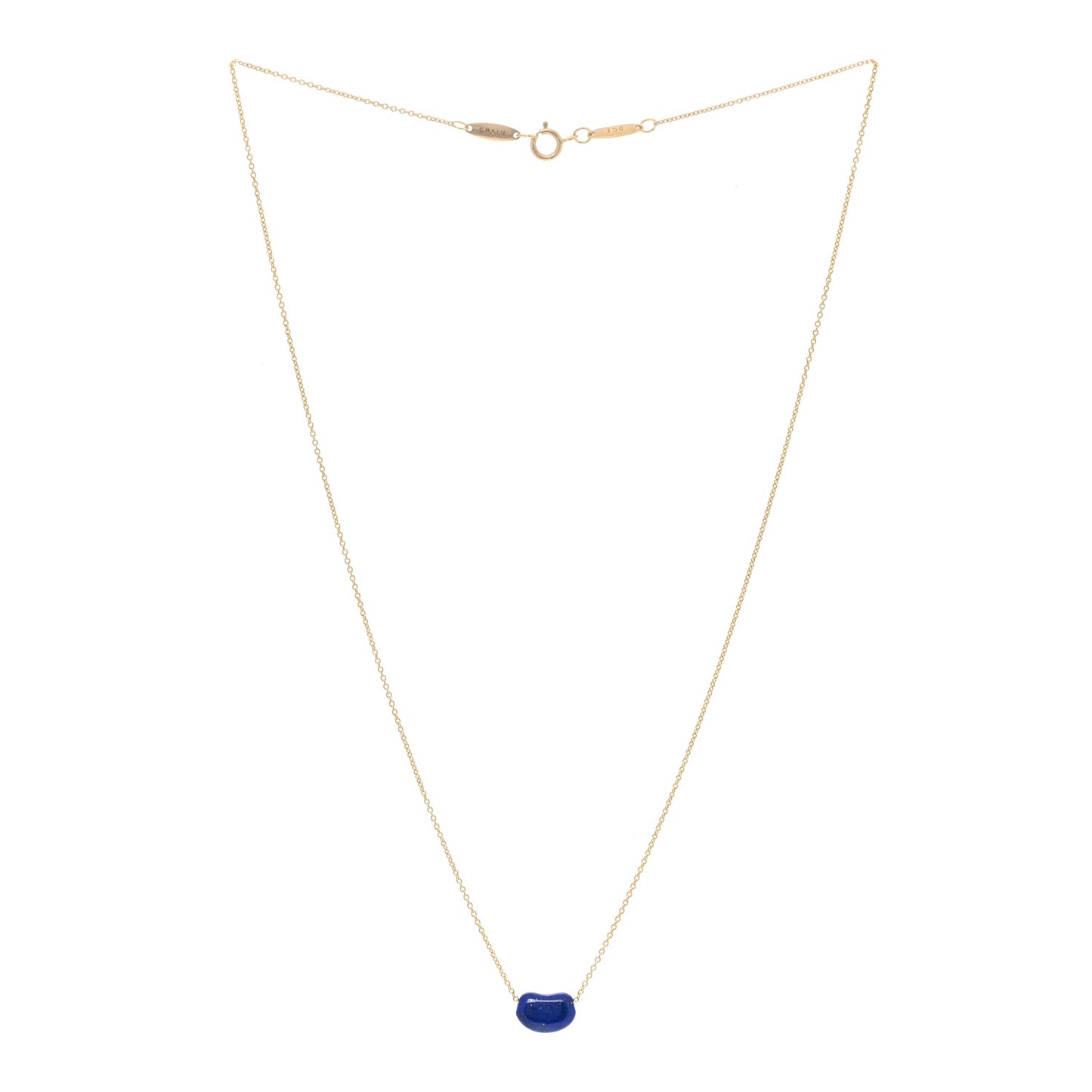 18K Yellow Gold Lapis Lazuli Elsa Peretti Bean Pendant Necklace