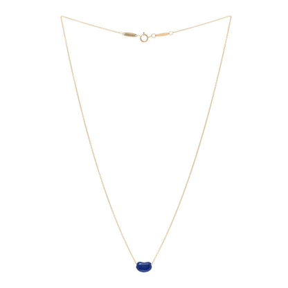 Tiffany 18K Yellow Gold Lapis Lazuli Elsa Peretti Bean Pendant Necklace 2 of 3