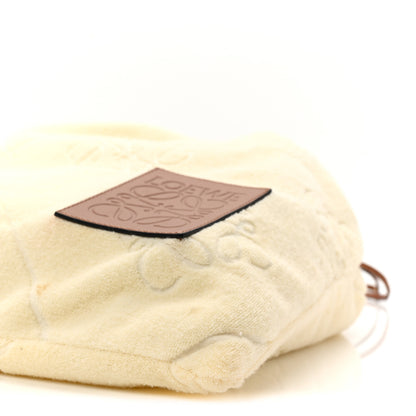 Loewe X PAULA'S IBIZA Terry Cloth Calfskin Drawstring Pouch Natural Tan 10 of 11