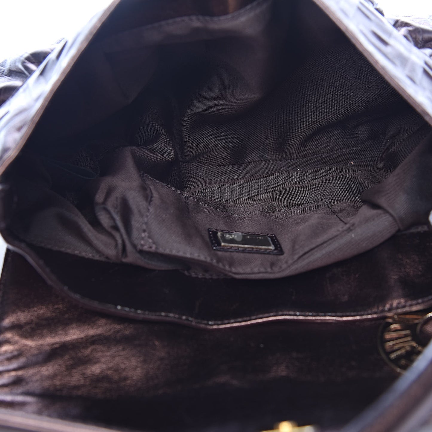 Metallic Calfskin FF Embossed Small Chef Shoulder Bag Bronze