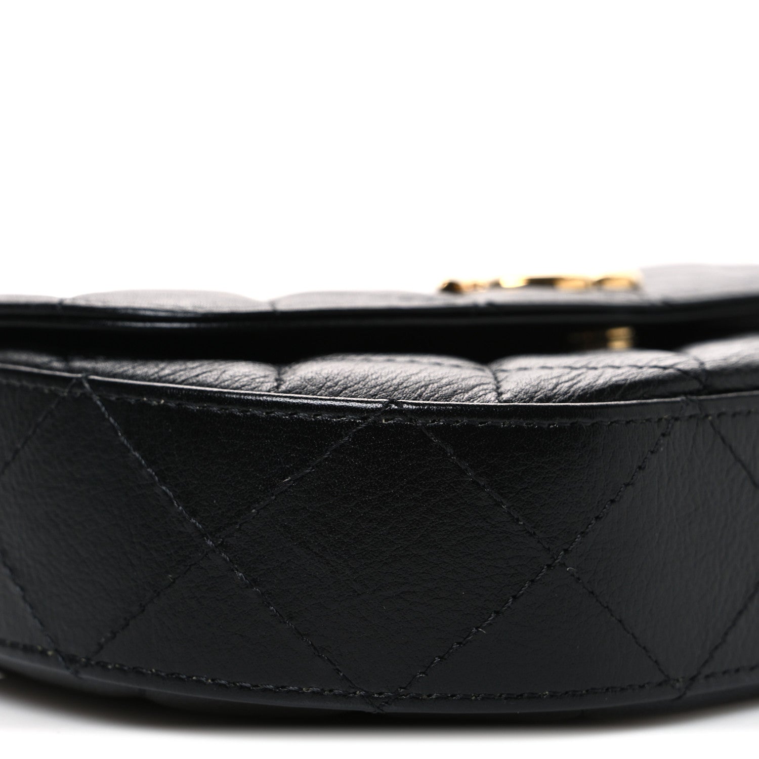 Chanel Shiny Aged Calfskin Quilted Top Handle Clutch With Chain Black 9 of 10