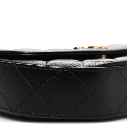 Chanel Shiny Aged Calfskin Quilted Top Handle Clutch With Chain Black 9 of 10