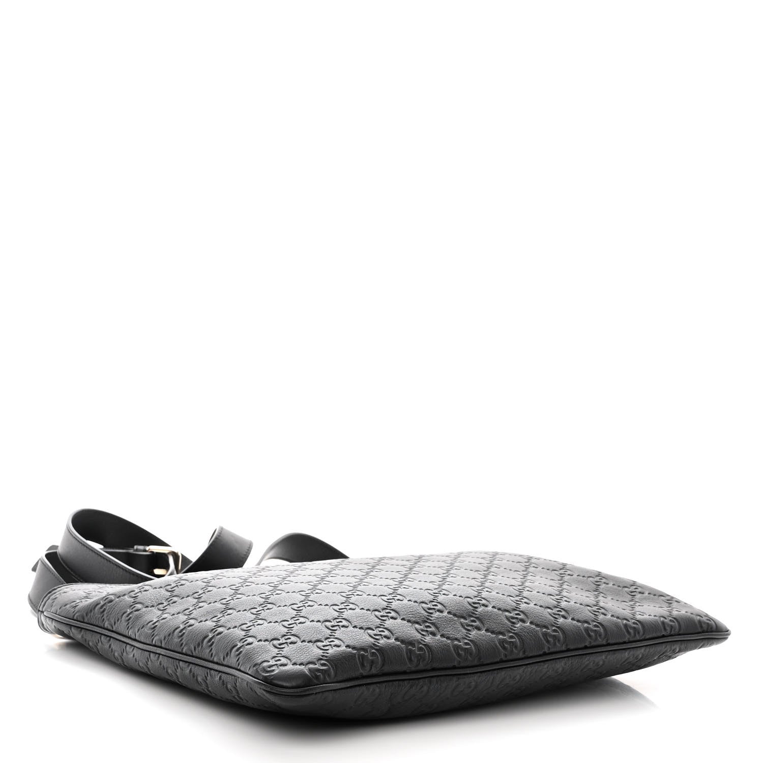 Gucci Guccissima Medium Flat Messenger Bag Black 4 of 11
