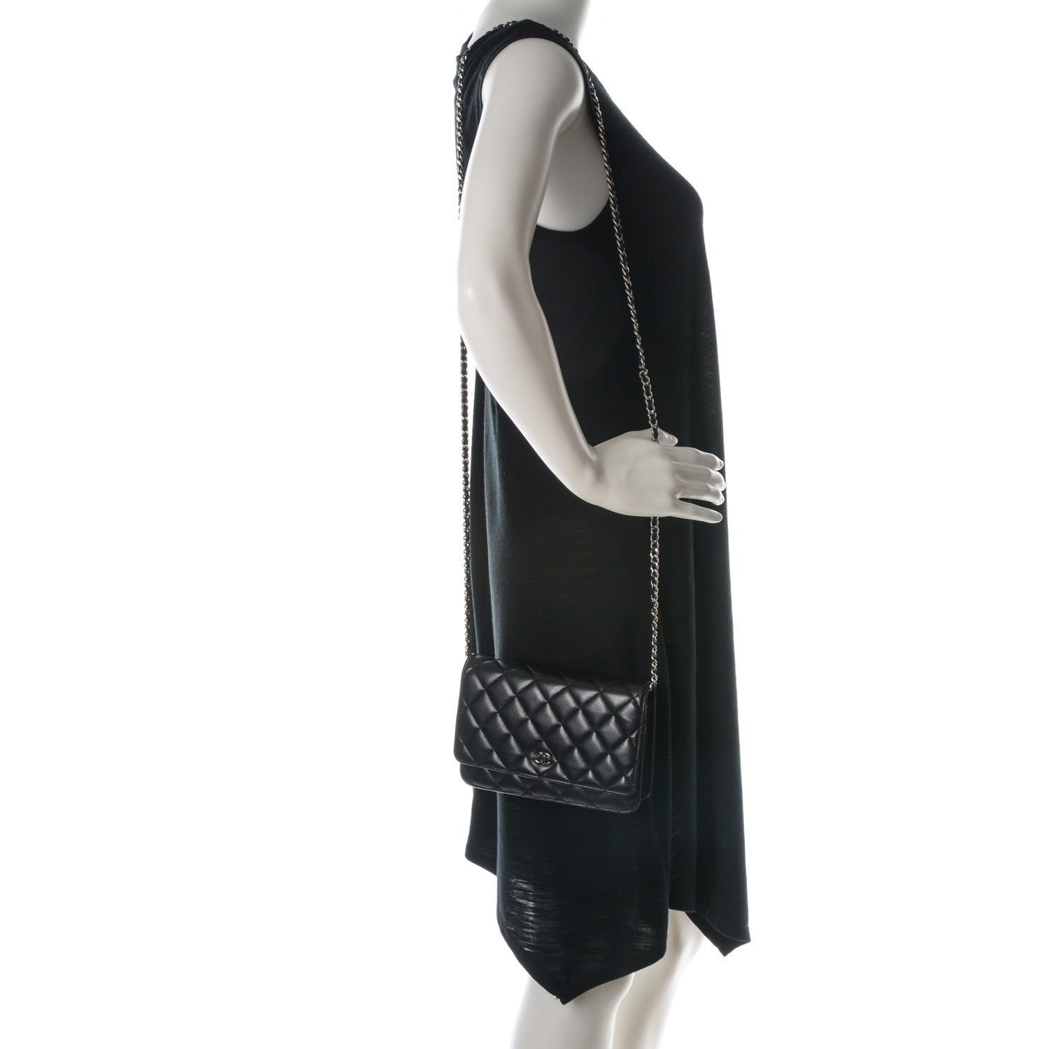 Chanel Lambskin Quilted Wallet On Chain WOC Black 2 of 8
