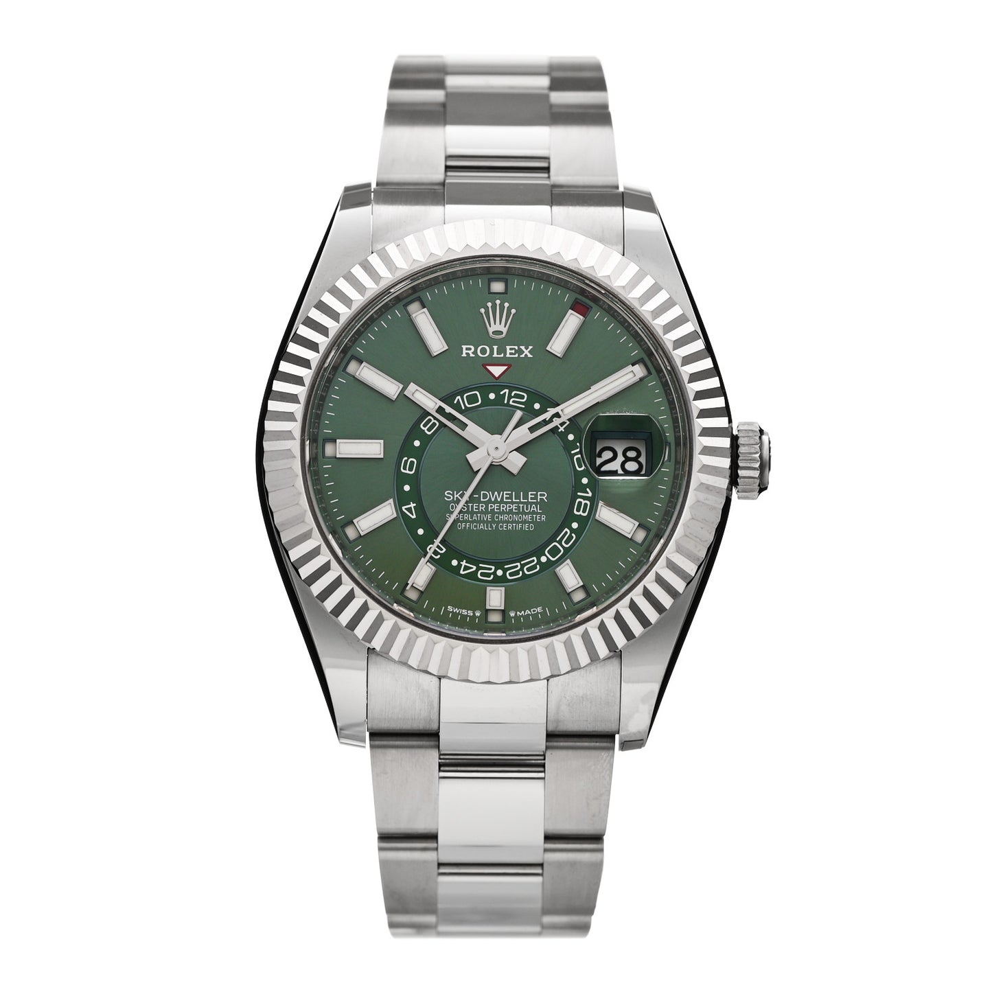 Stainless Steel 18K White Gold 42mm Oyster Perpetual Sky-Dweller Watch Mint Green 336934