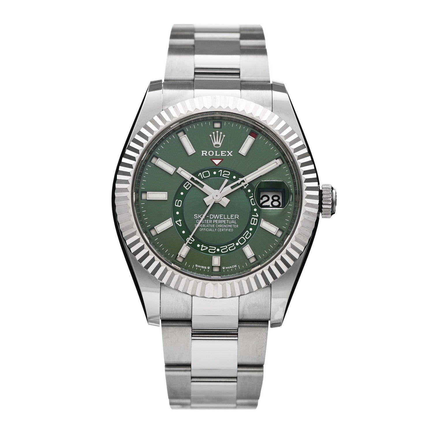Rolex Stainless Steel 18K White Gold 42mm Oyster Perpetual Sky-Dweller Watch Mint Green 336934 1 of 5