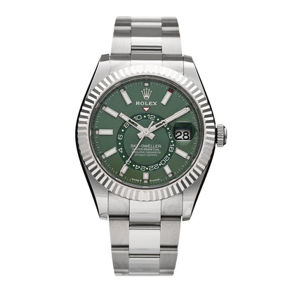 Rolex Stainless Steel 18K White Gold 42mm Oyster Perpetual Sky-Dweller Watch Mint Green 336934 1 of 5