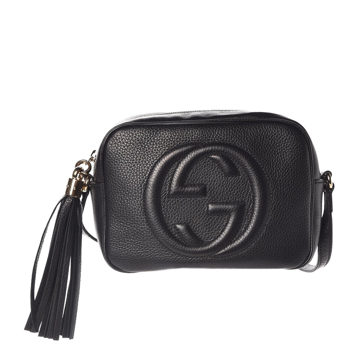 Pebbled Calfskin Small Soho Disco Bag Black