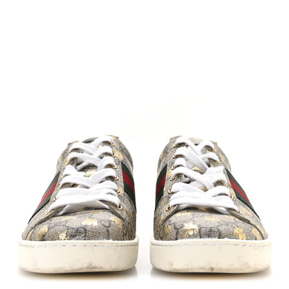 Gucci GG Supreme Monogram Bees Ayers Web Womens Ace Sneakers 36.5 Beige Oro Green Red 3 of 8